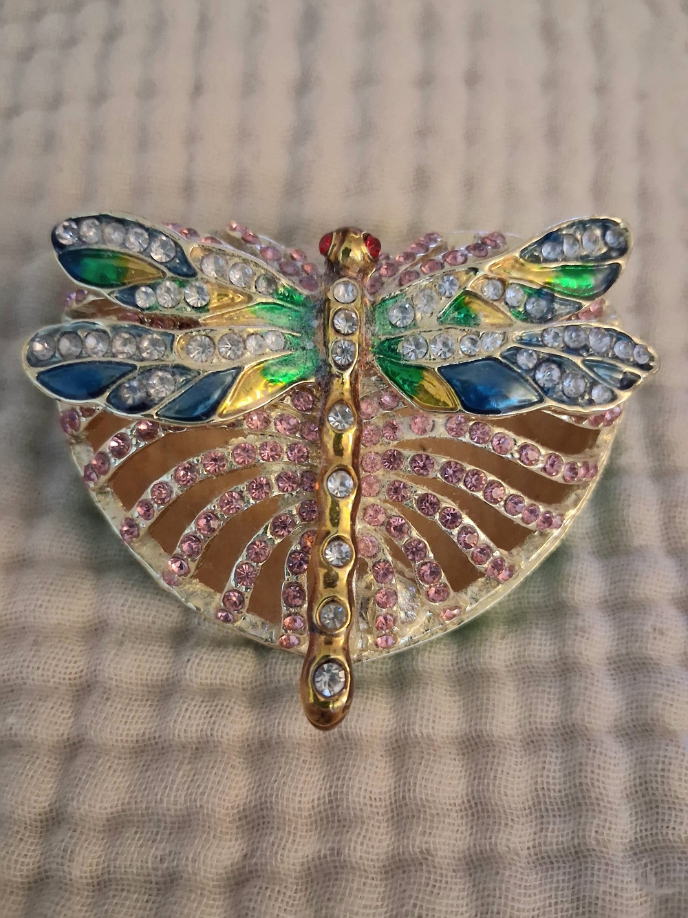Cracker Barrel Multicolor Crystal Dragonfly Brooch